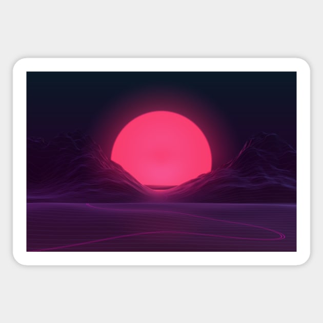 Neon Sunset Sticker by AxiomDesign